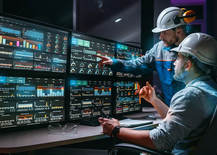 Homens trabalhando em frente a telas de computador - Accellerise